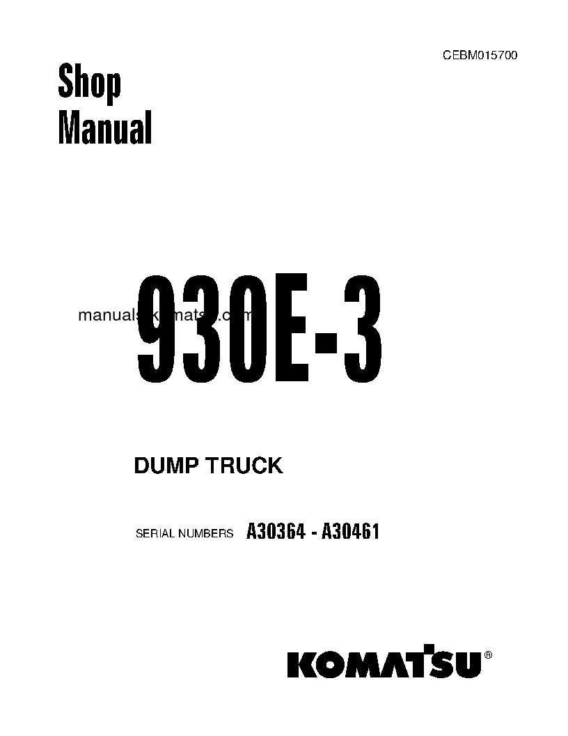 930E-3(USA) S/N A30364-A30461 Shop (repair) manual (English)