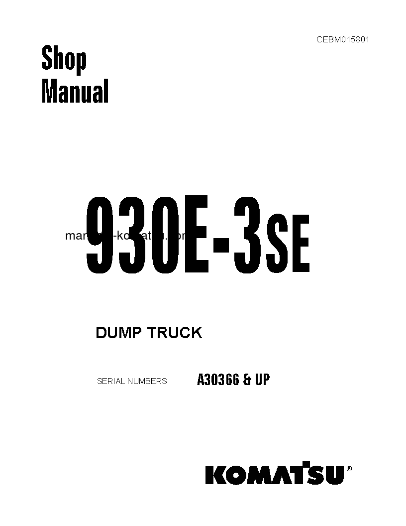 930E-3(USA)-SE S/N A30366-UP Shop (repair) manual (English)