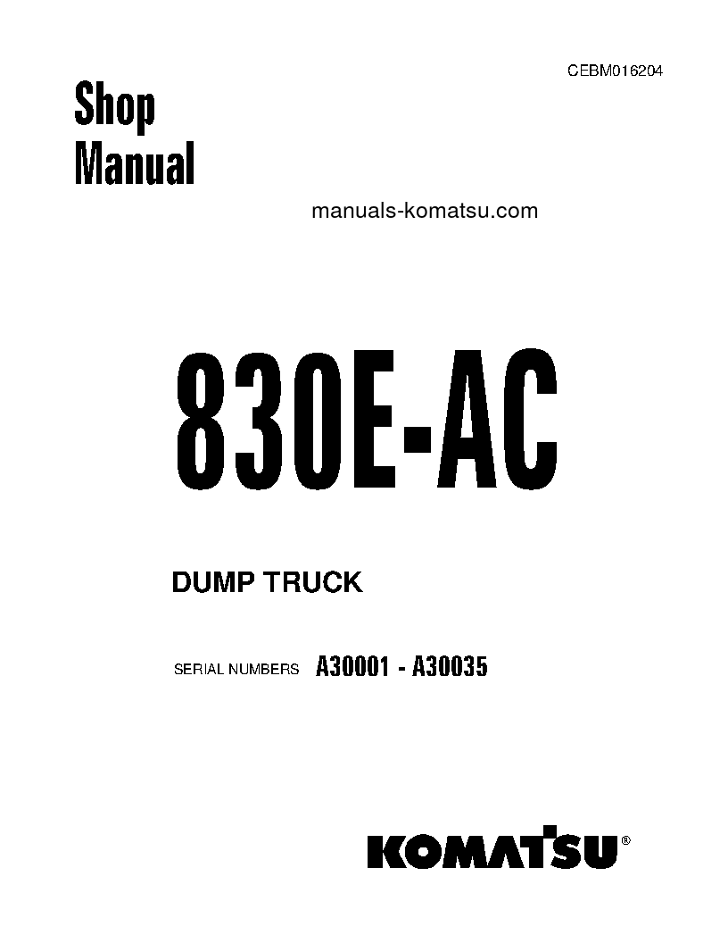 830E-AC(USA) S/N A30001-A30035 Shop (repair) manual (English)