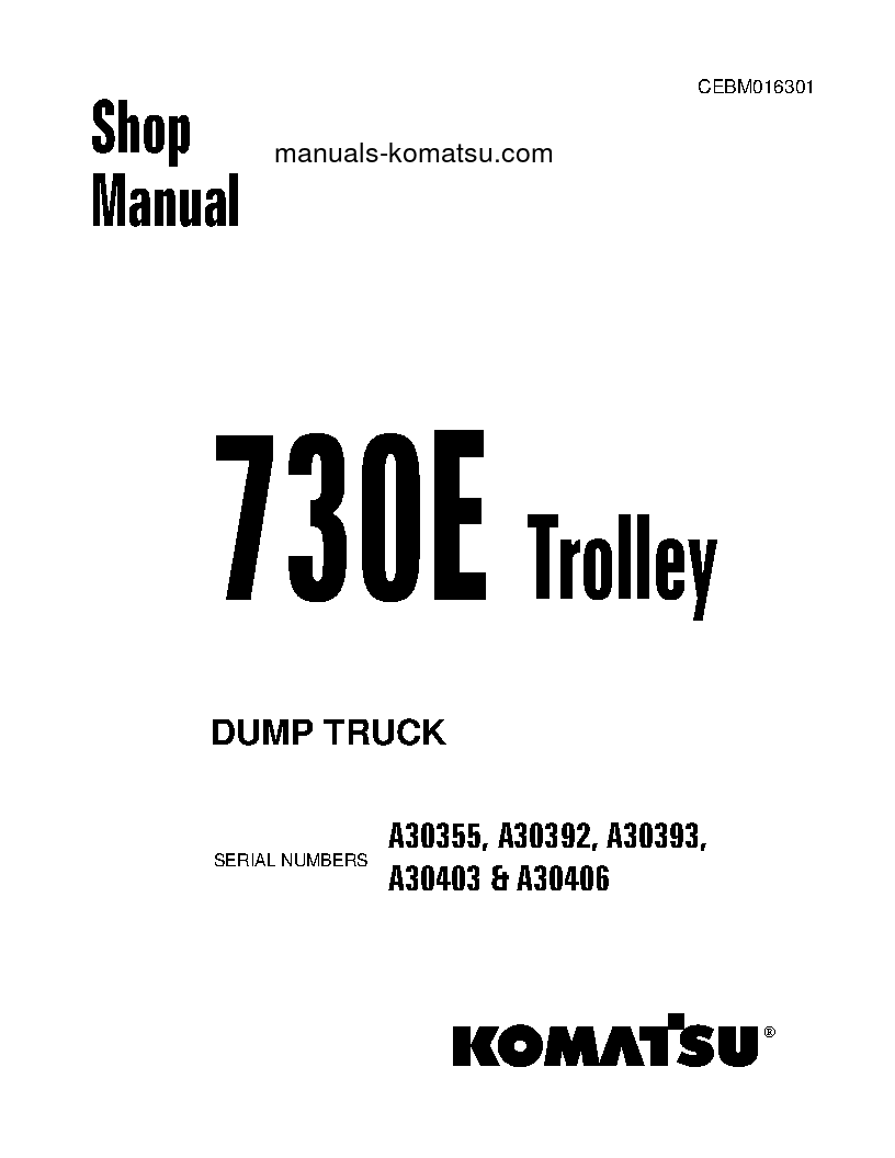 730E(USA)-WITH TROLLEY S/N A30392 Shop (repair) manual (English)