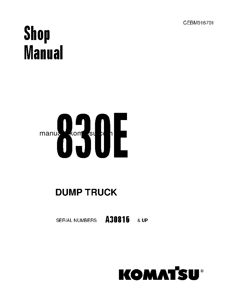830E(USA) S/N A30816-UP Shop (repair) manual (English)