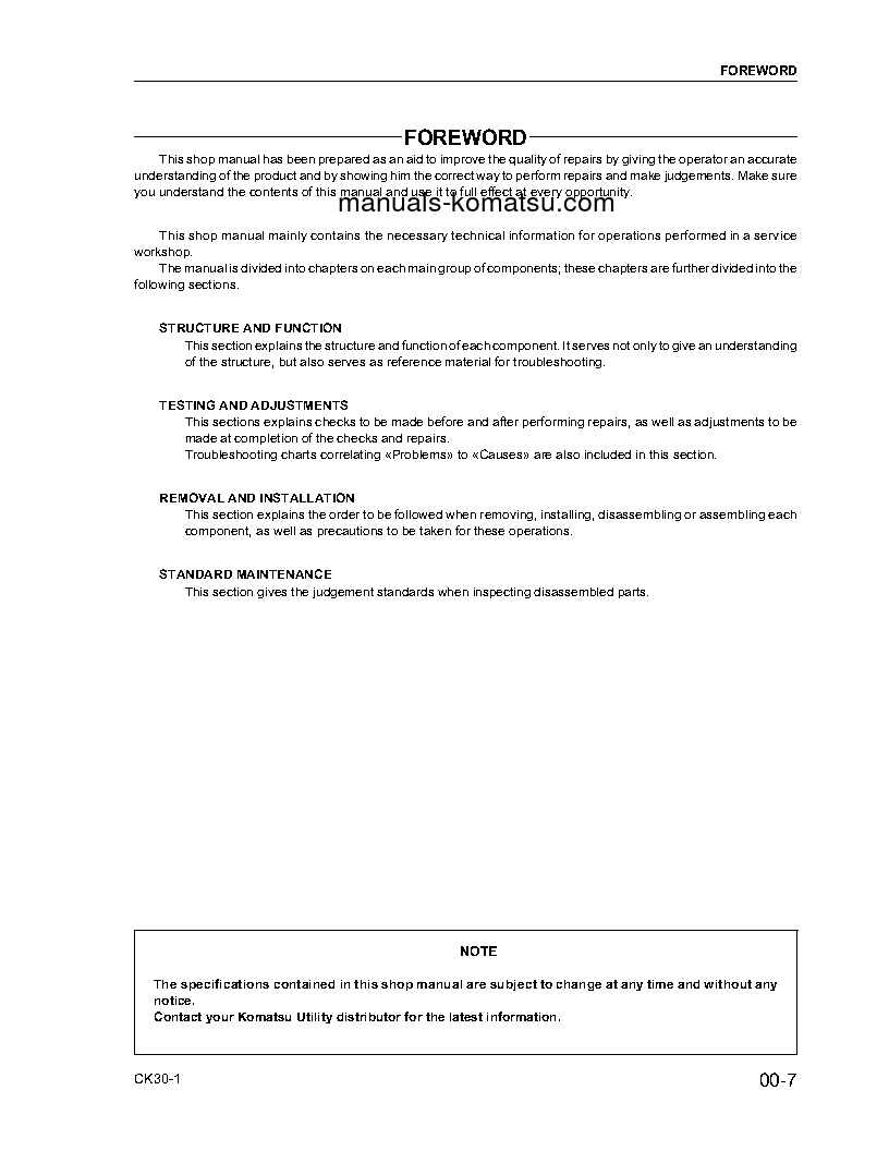 Protected: CK30-1(USA) S/N A30001-UP Shop (repair) manual (English)