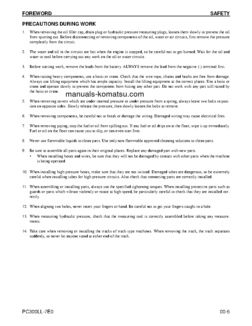 Protected: PC300LL-7(USA)-TIER 3 S/N A86001-UP Shop (repair) manual (English)