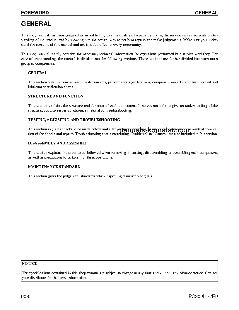 Protected: PC300LL-7(USA)-TIER 3 S/N A86001-UP Shop (repair) manual (English)