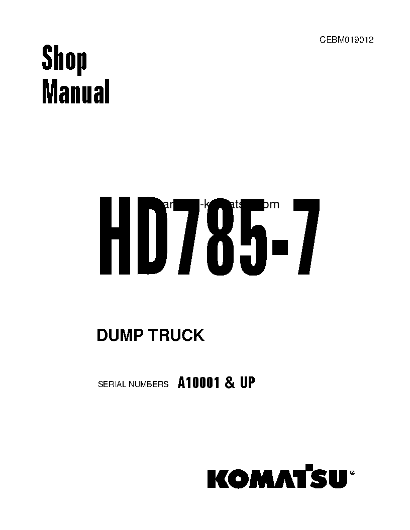 HD785-7(USA) S/N A10001-UP Shop (repair) manual (English)
