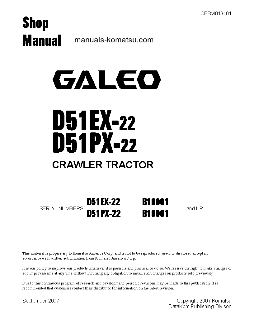 D51PX-22(BRA) S/N B10001-UP Shop (repair) manual (Dutch)