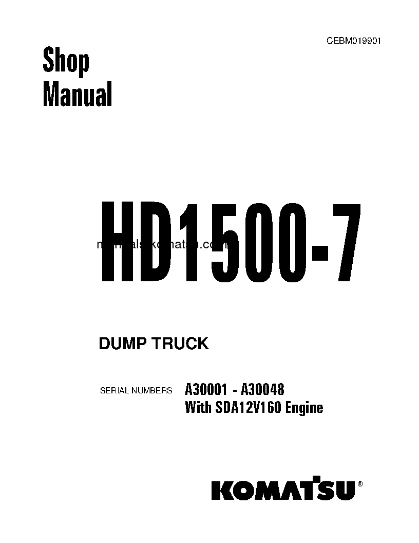 HD1500-7(USA)-W/ SDA12V160 S/N A30001-A30048 Shop (repair) manual (English)
