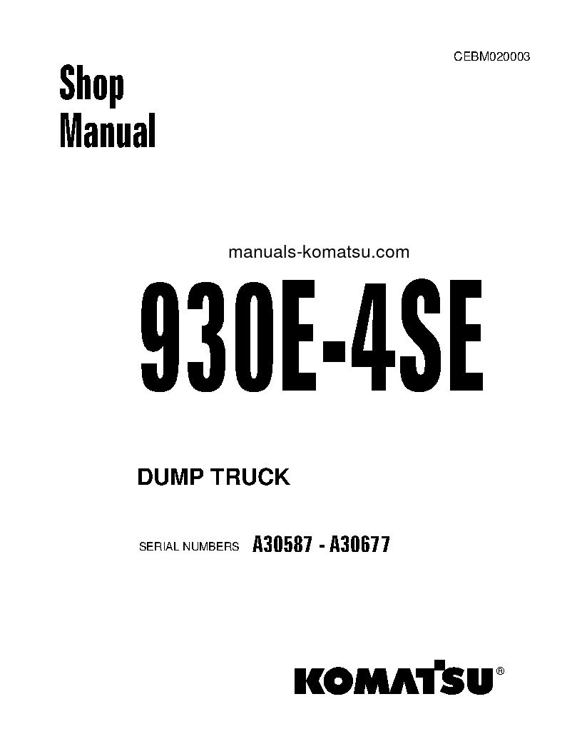 930E-4(USA)-SE S/N A30587-A30677 Shop (repair) manual (English)