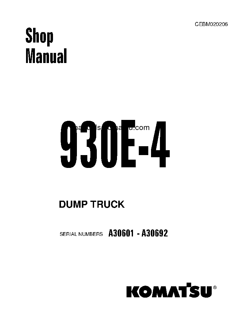 930E-4(USA) S/N A30601-A30692 Shop (repair) manual (English)