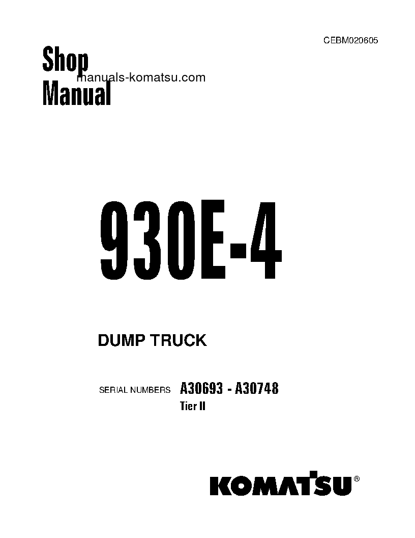 930E-4(USA)-TIER II S/N A30693-A30748 Shop (repair) manual (English)