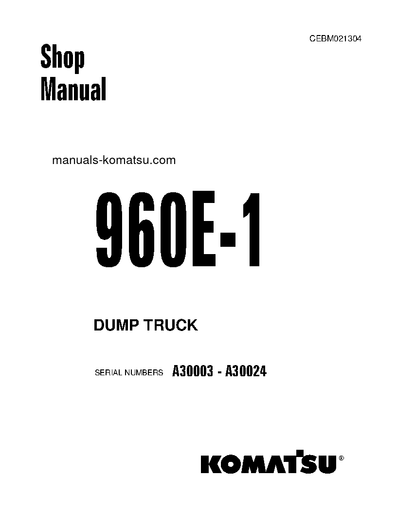 960E-1(USA) S/N A30003-A30024 Shop (repair) manual (English)