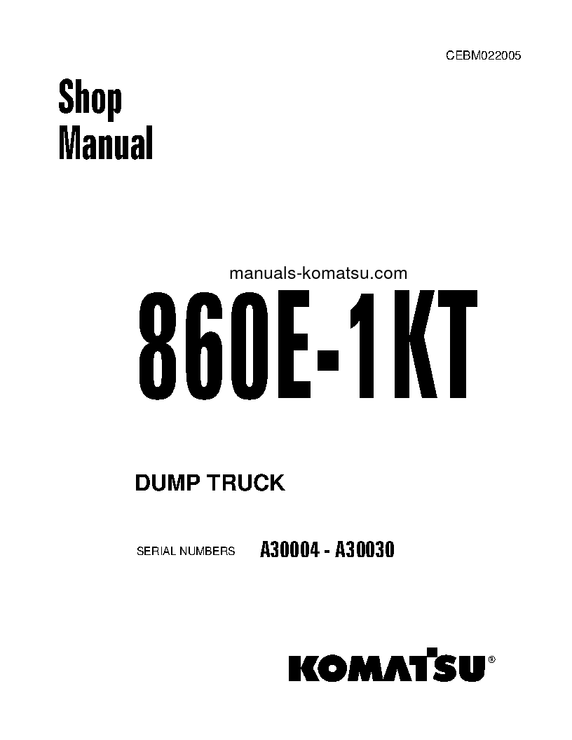 860E-1(USA)-KT S/N A30004-A30030 Shop (repair) manual (English)
