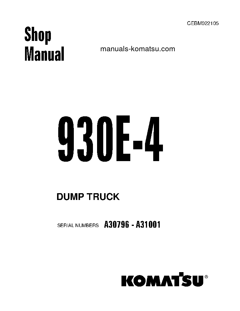930E-4(USA) S/N A30796-A31001 Shop (repair) manual (English)