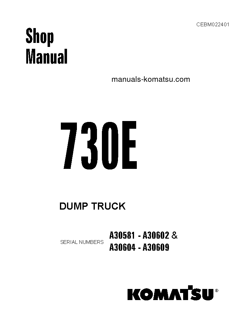 730E(USA) S/N A30581-A30602 Shop (repair) manual (English)