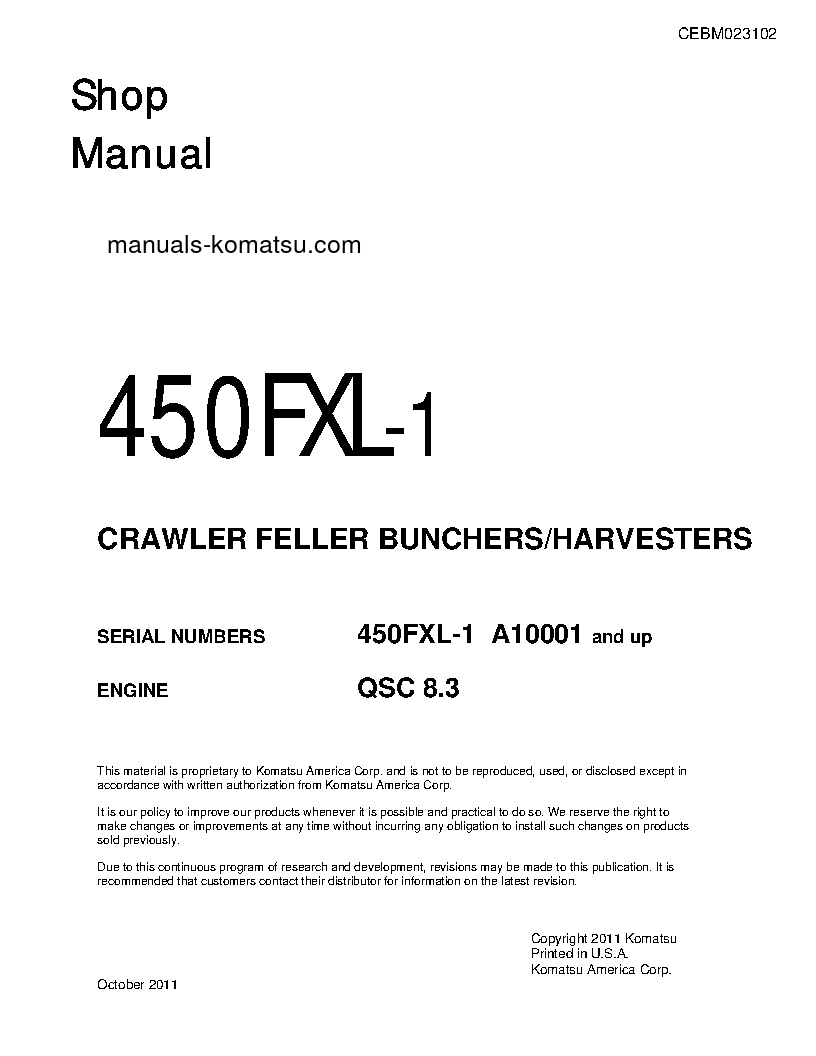 450FXL-1(USA) S/N A10001-UP Shop (repair) manual (English)