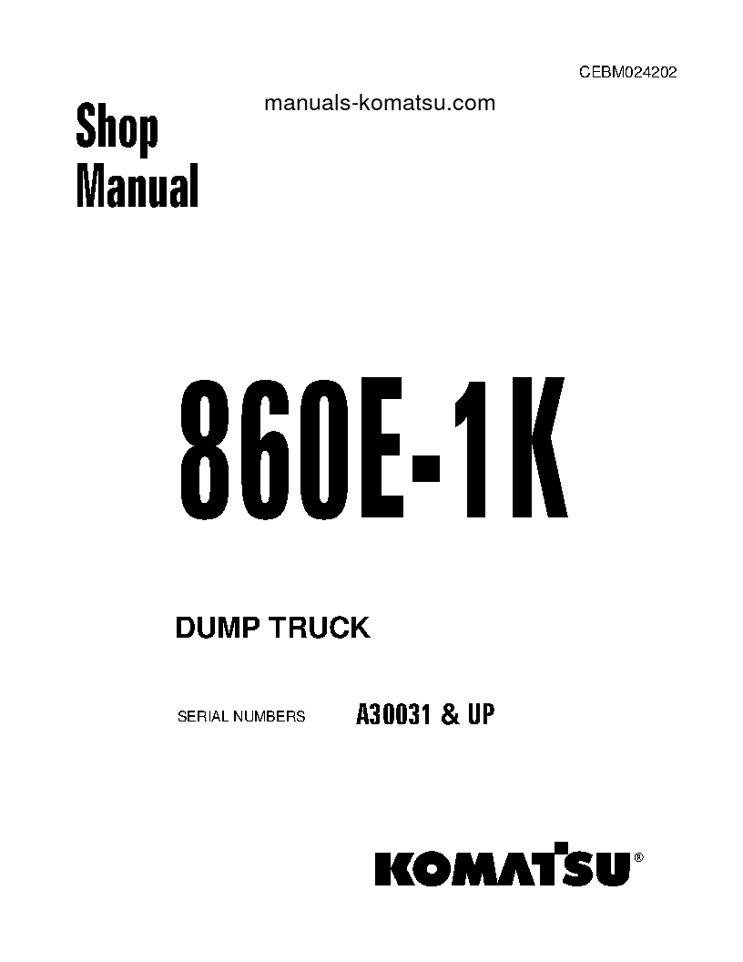 860E-1(USA)-K S/N A30031-UP Shop (repair) manual (English)