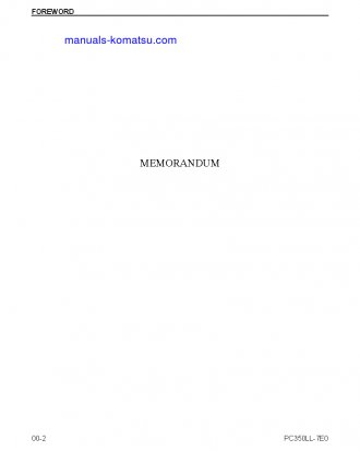 PC350LL-7(USA)-TIER 3 S/N A50001-UP Shop (repair) manual (English)