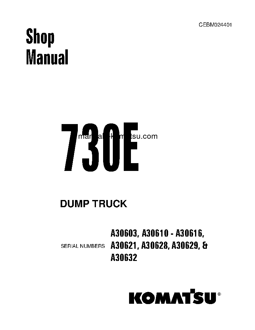 730E(USA) S/N A30628-A30629 Shop (repair) manual (English)