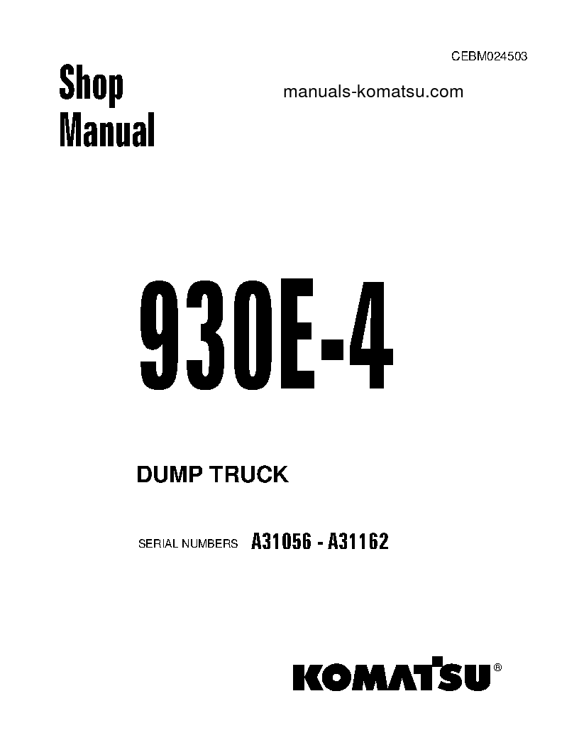 930E-4(USA) S/N A31056-A31162 Shop (repair) manual (English)