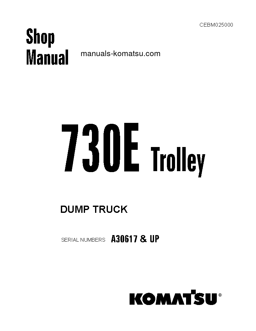 730E(USA)-WITH TROLLEY S/N A30617-UP Shop (repair) manual (English)