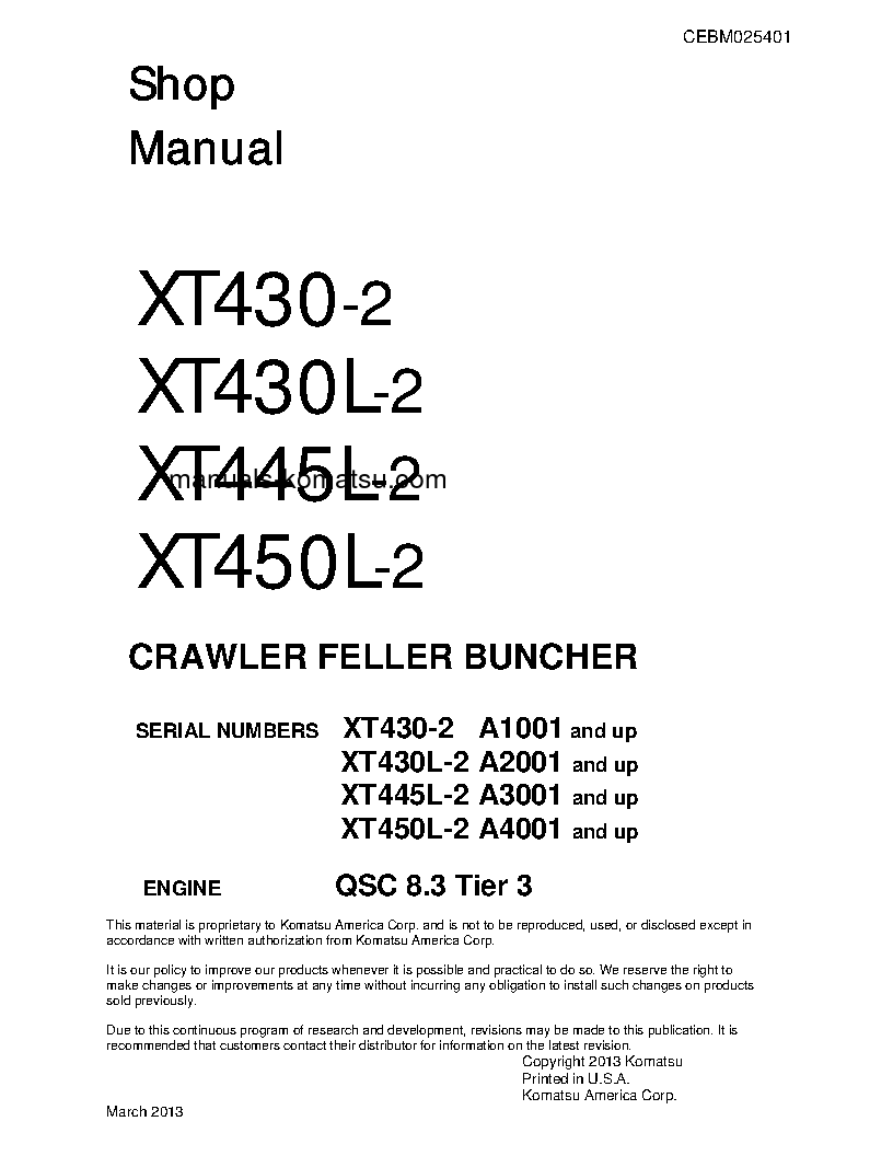 XT430-2(USA) S/N A1001-UP Shop (repair) manual (English)