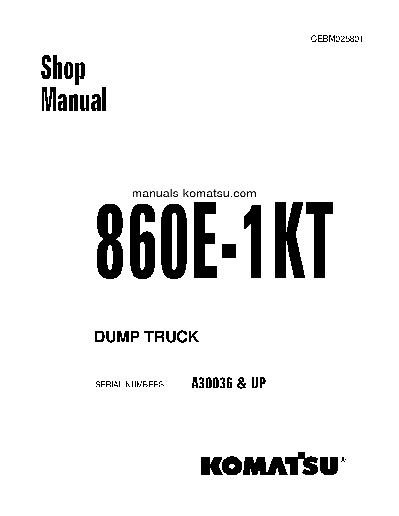 860E-1(USA)-KT S/N A30036-UP Shop (repair) manual (English)