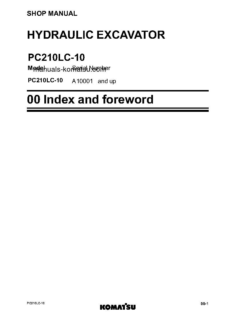 Protected: PC210LC-10(USA) S/N A10001-UP Shop (repair) manual (English)