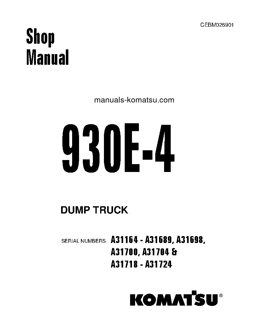 930E-4(USA) S/N A31164-A31689 Shop (repair) manual (English)