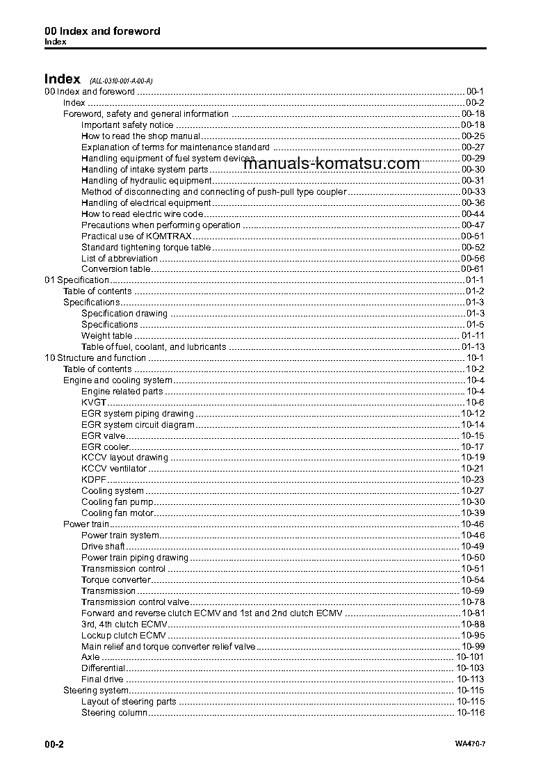 Protected: WA470-7(USA) S/N A47001-UP Shop (repair) manual (English)