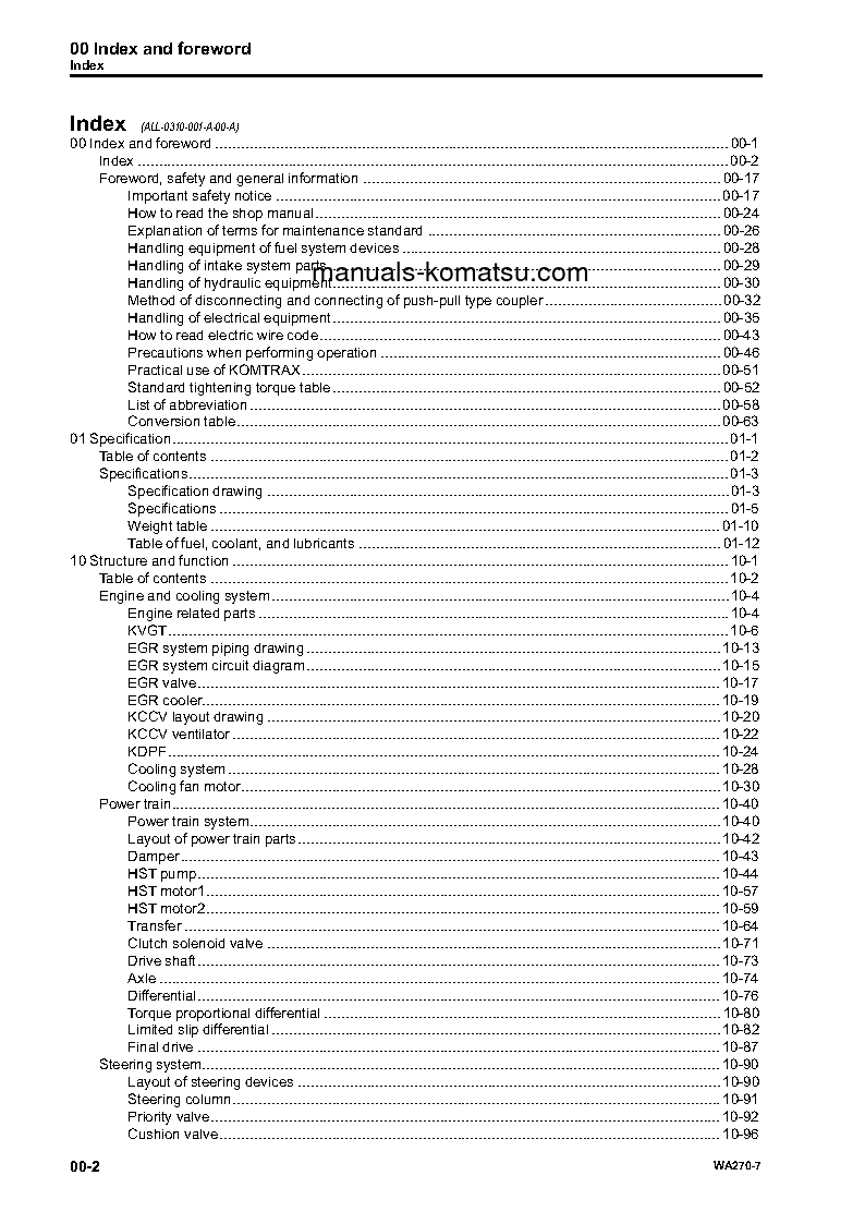 Protected: WA270-7(USA) S/N A27001-UP Shop (repair) manual (English)