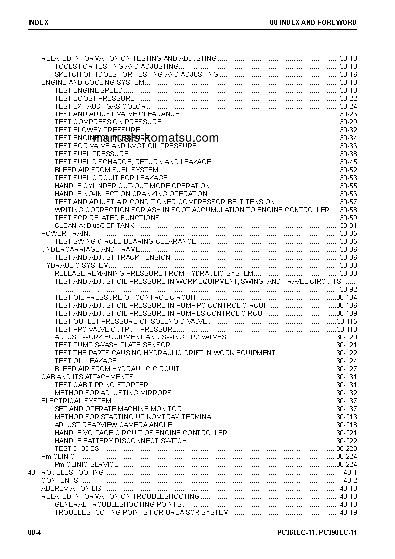 Protected: PC390LC-11(USA) S/N A30401-UP Shop (repair) manual (English)