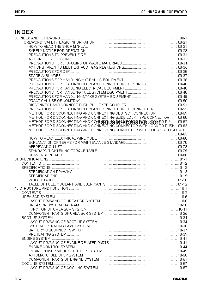 Protected: WA470-8(USA) S/N A49001-UP Shop (repair) manual (English)