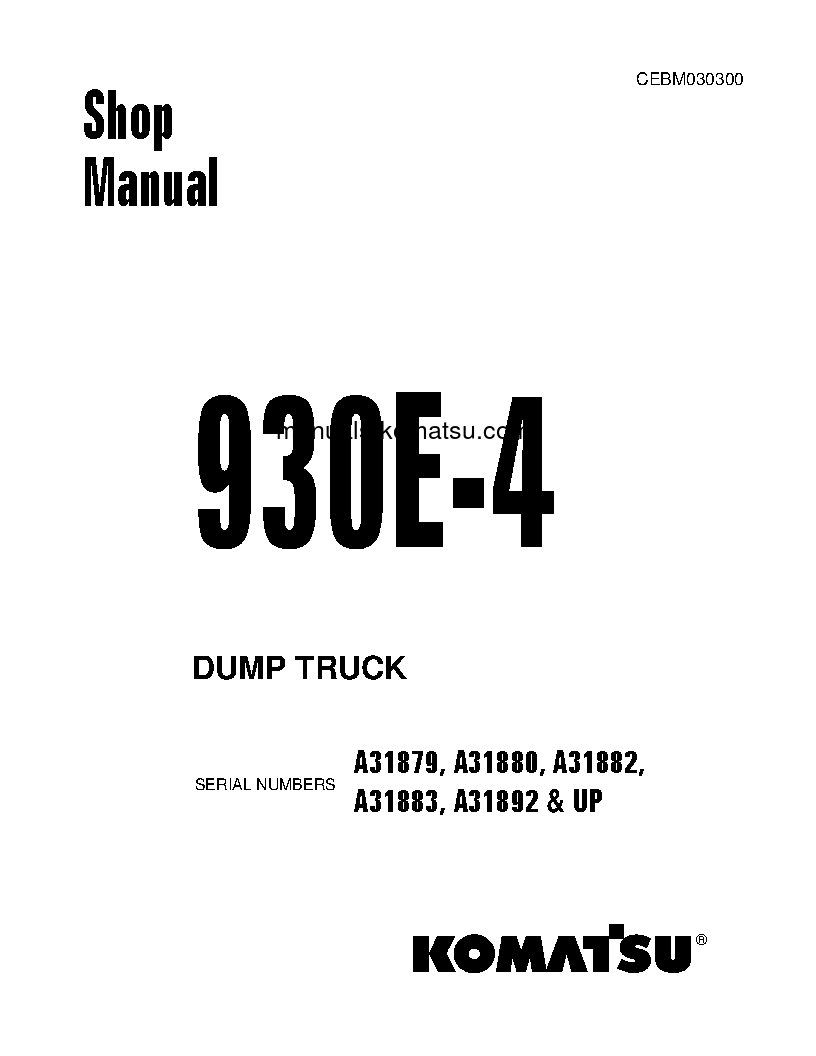 930E-4(USA) S/N A31882-A31883 Shop (repair) manual (English)