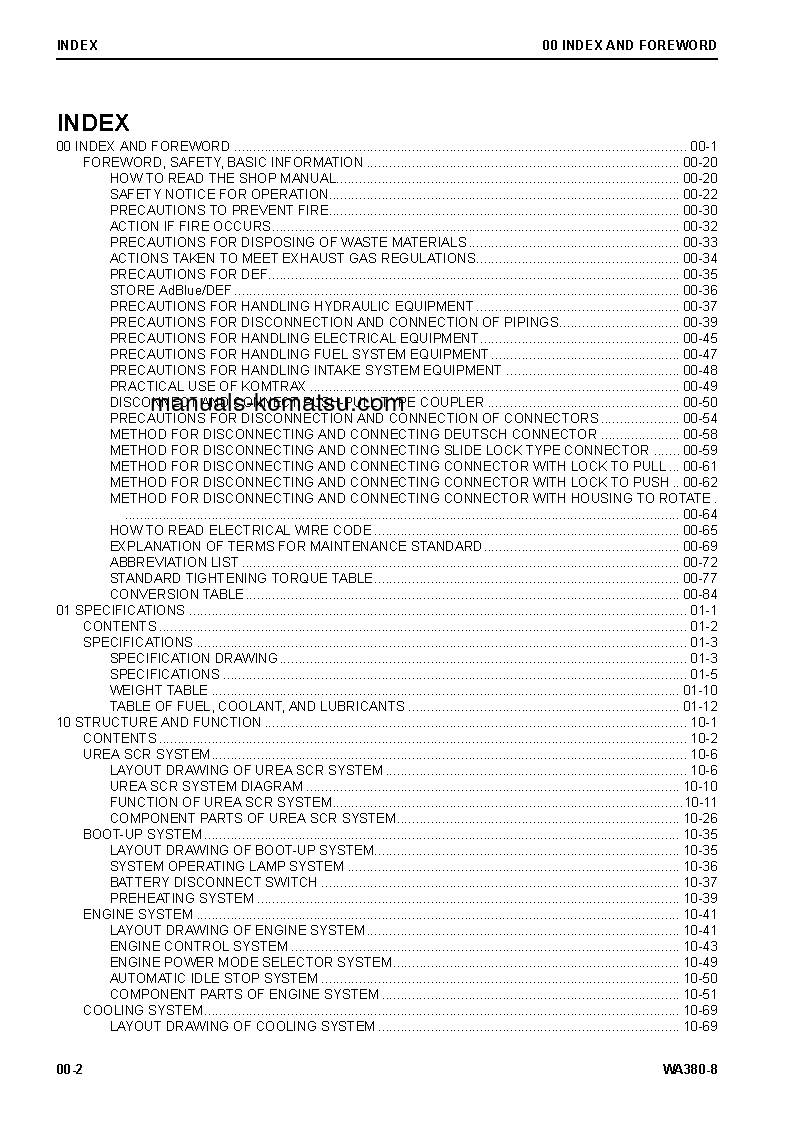 Protected: WA380-8(USA) S/N A74001-UP Shop (repair) manual (English)