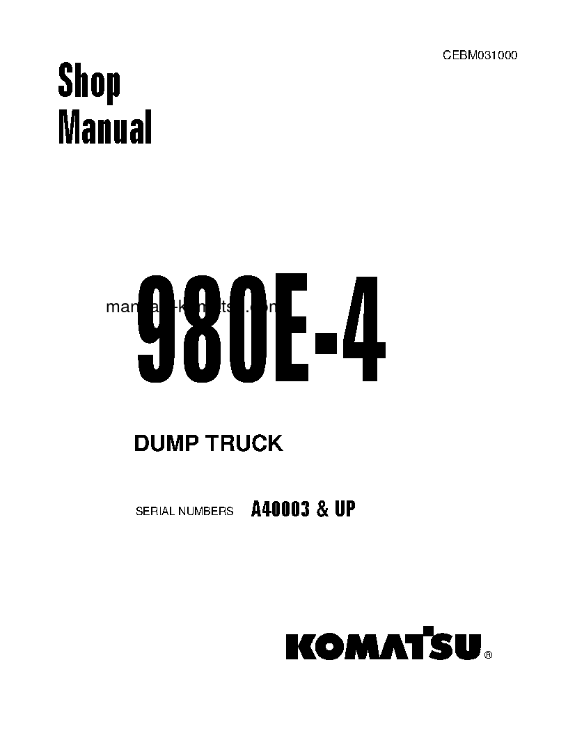 980E-4(USA) S/N A40003-UP Shop (repair) manual (English)