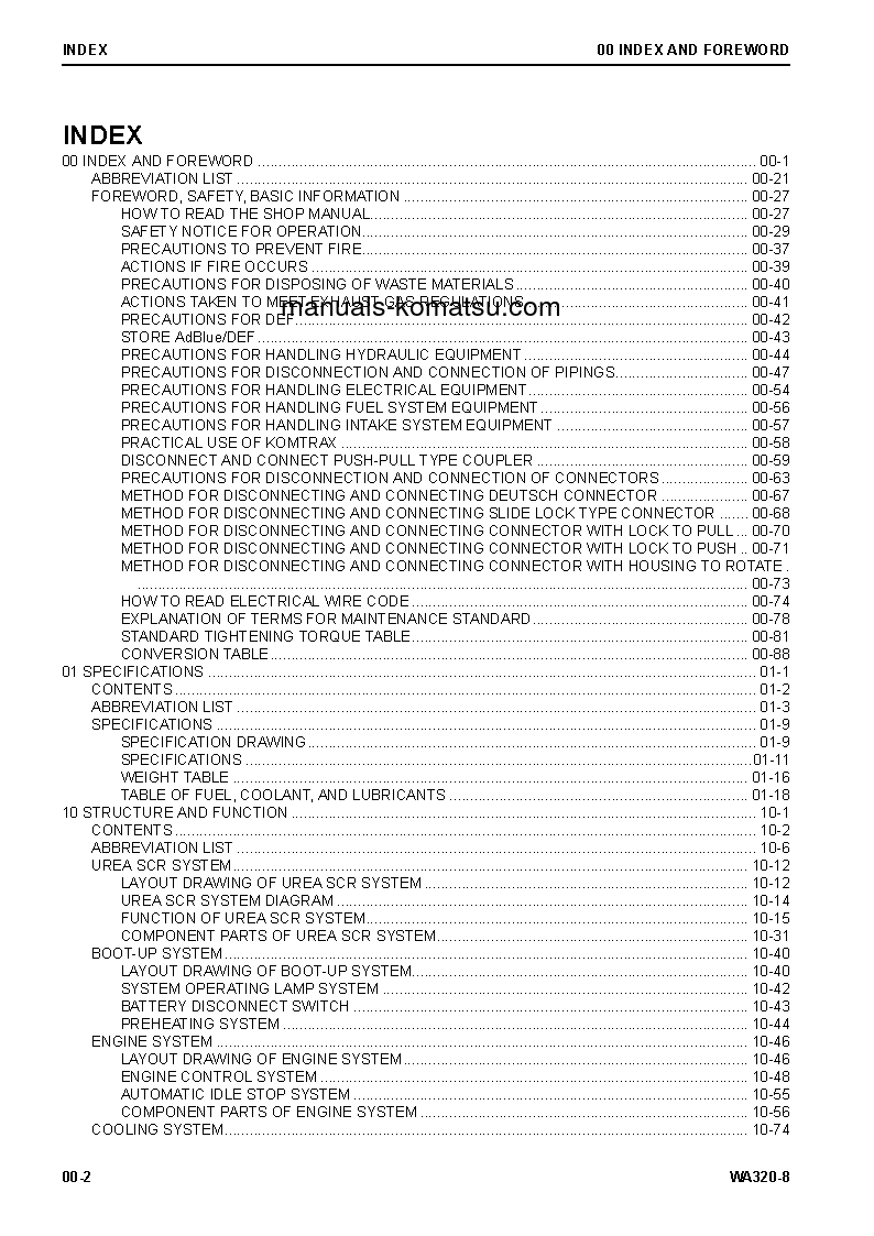 Protected: WA320-8(USA) S/N A38001-UP Shop (repair) manual (English)
