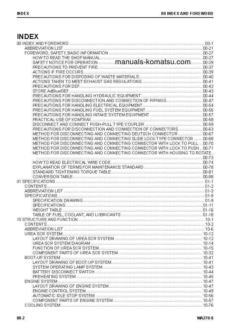 Protected: WA270-8(USA) S/N A28001-UP Shop (repair) manual (English)