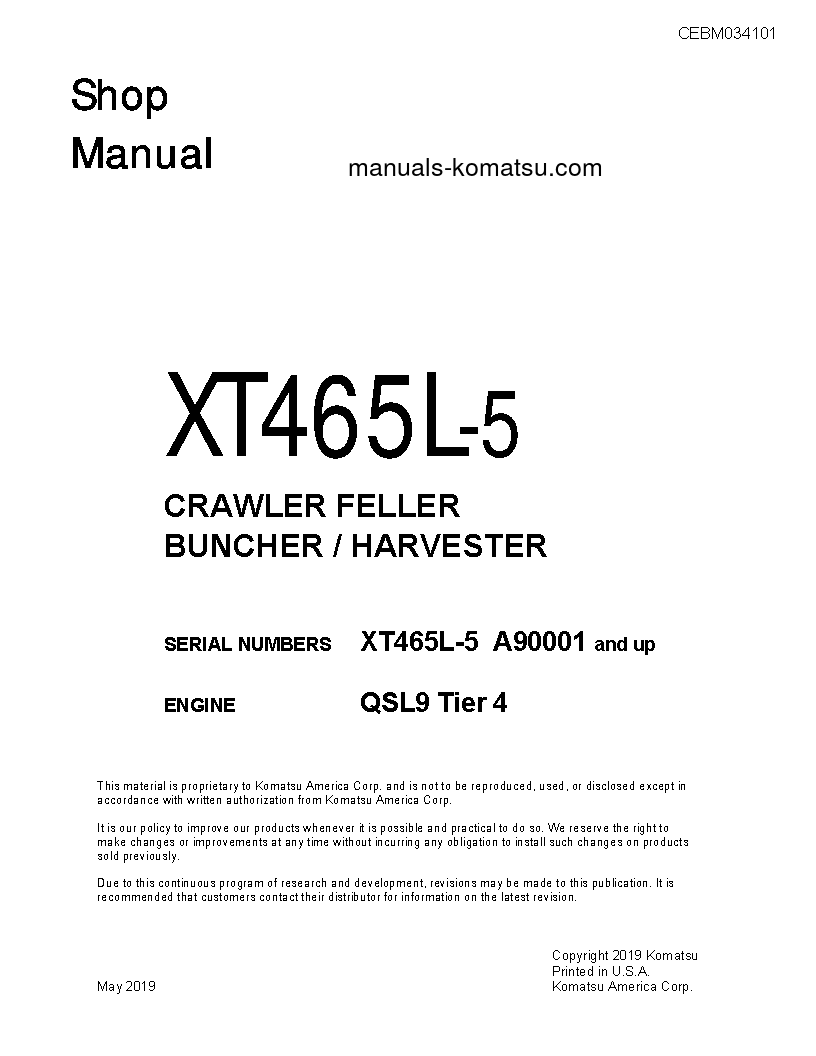 XT465L-5(USA) S/N A90001-UP Shop (repair) manual (English)