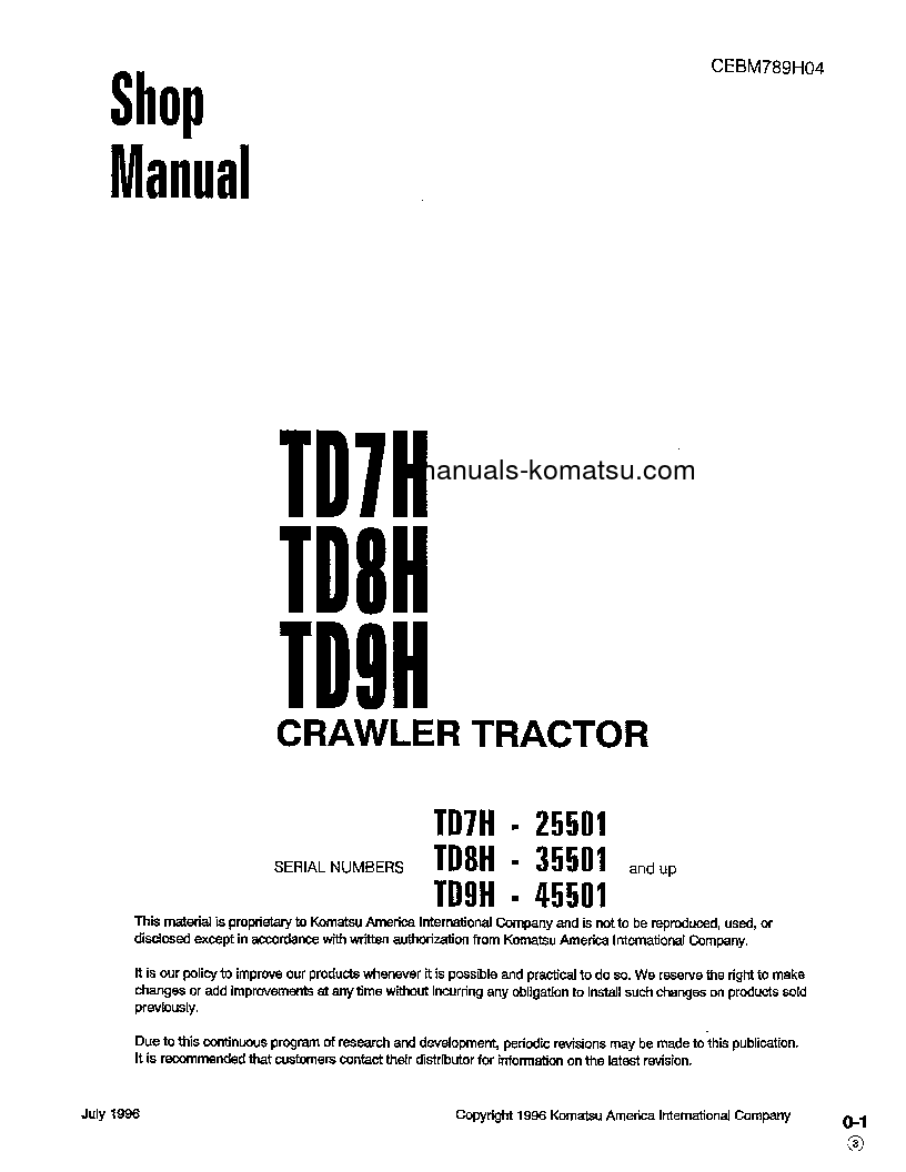 Protected: TD-8H S/N 35501-UP Shop (repair) manual (English)