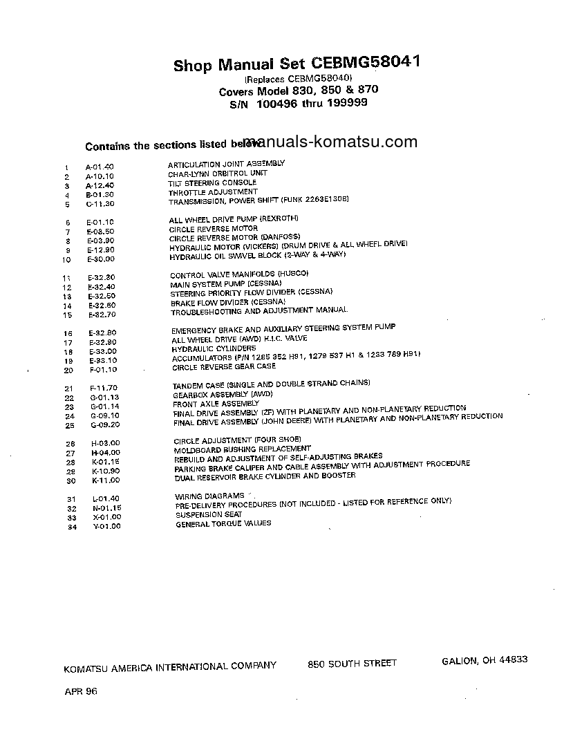 Protected: 870 S/N 100496-199999 Shop (repair) manual (English)