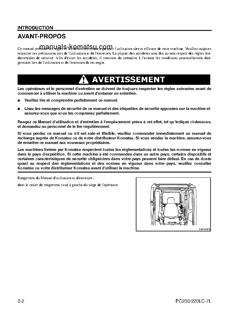 Protected: PC220LC-7(USA)-L S/N A86001-UP Operation manual (French)