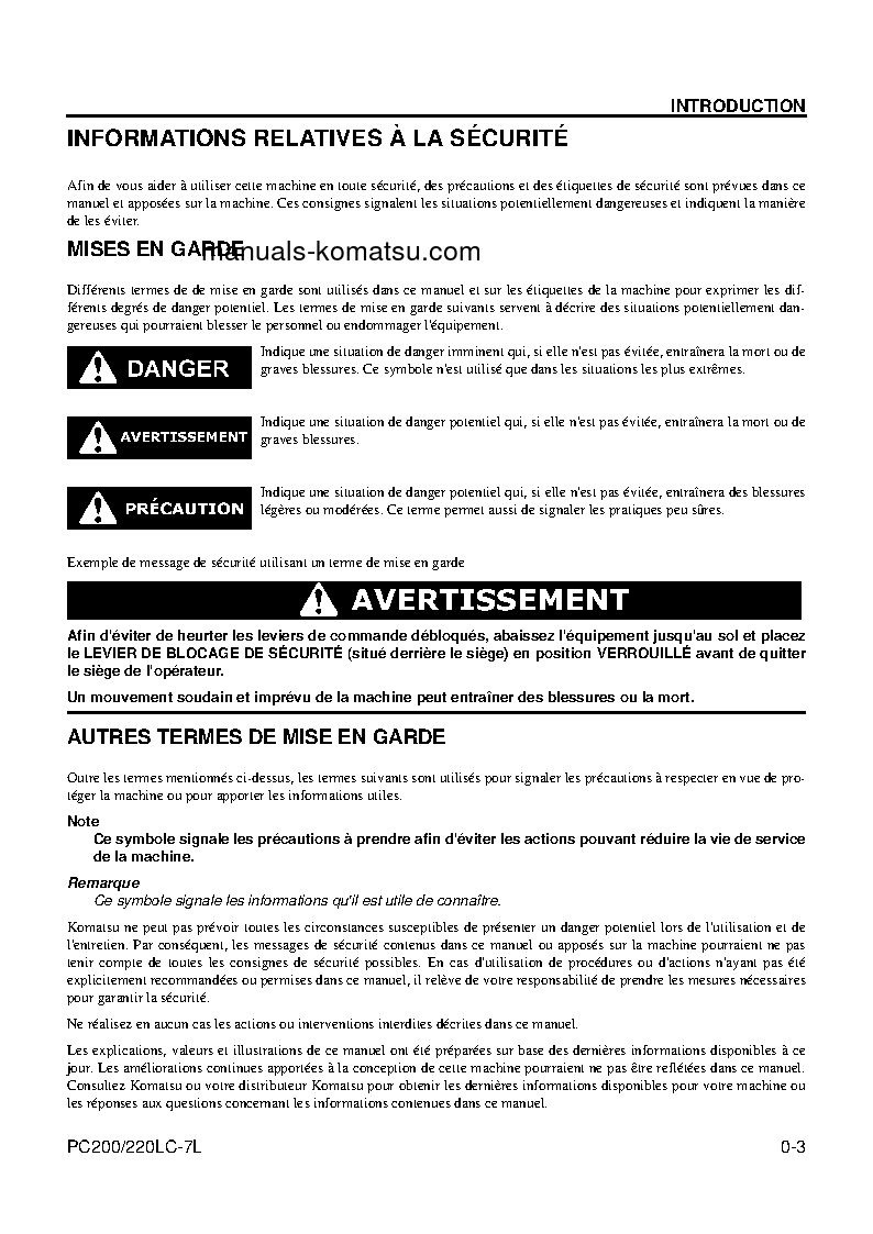 Protected: PC220LC-7(USA)-L S/N A86001-UP Operation manual (French)