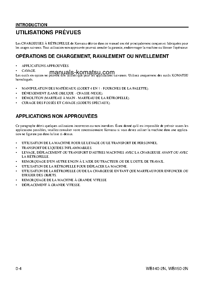 Protected: WB150-2(USA)-N S/N A60001-UP Operation manual (French)