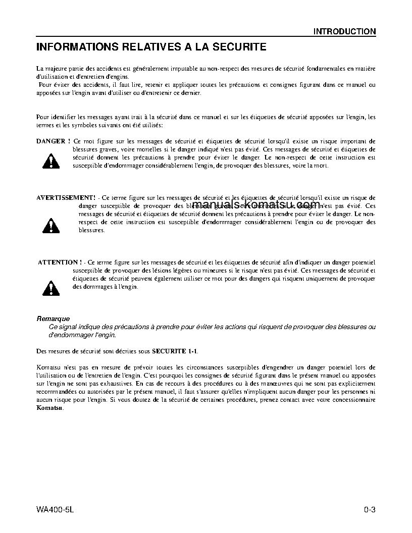 Protected: WA400-5(USA)-L S/N A40001-UP Operation manual (French)