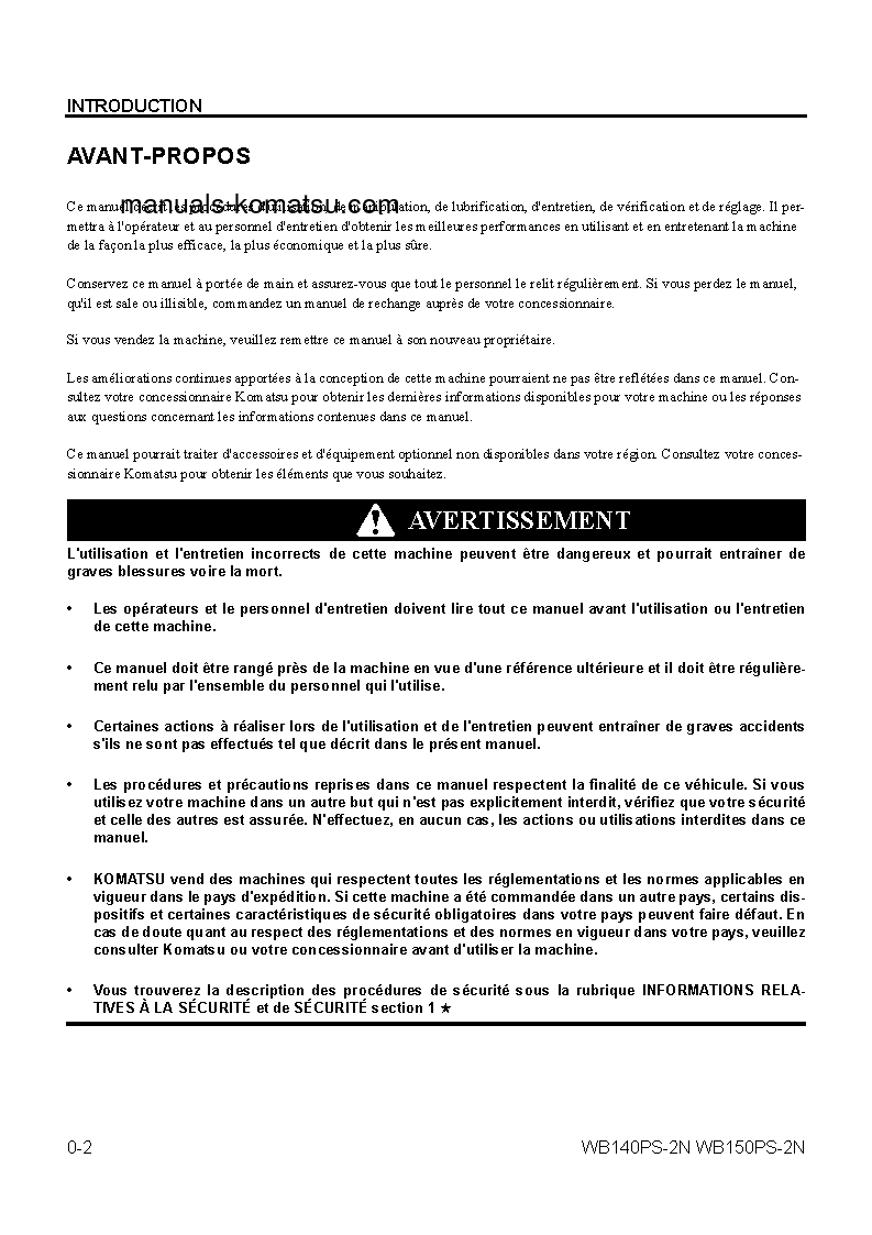 Protected: WB140PS-2(USA)-N S/N A40001-UP Operation manual (French)