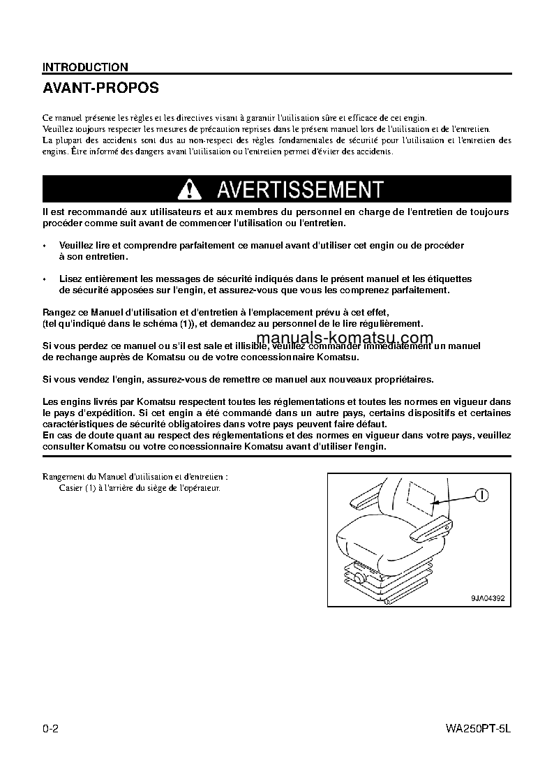 Protected: WA250PT-5(USA)-L S/N A79001-UP Operation manual (French)