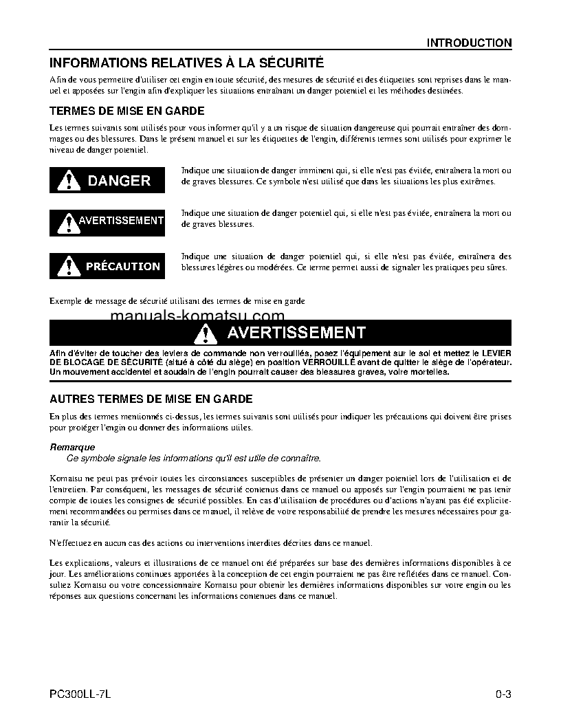 Protected: PC300LL-7(USA)-L S/N A85001-UP Operation manual (French)