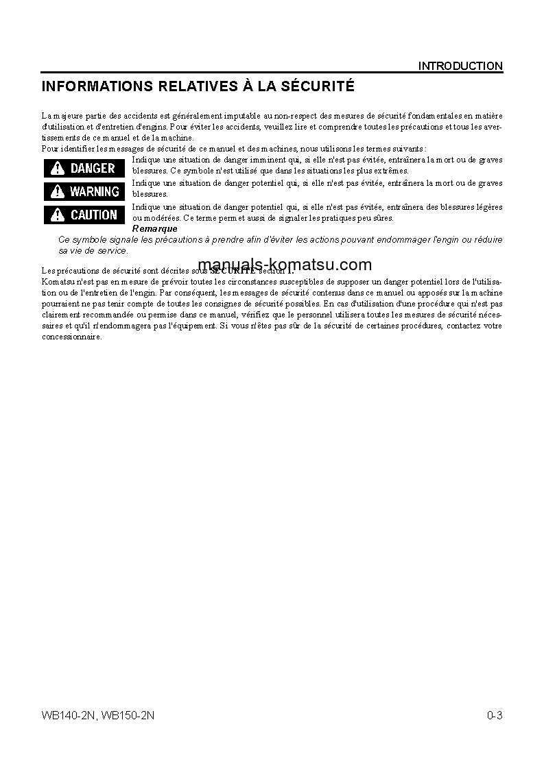 Protected: WB150-2(USA)-N S/N A60029-UP Operation manual (French)