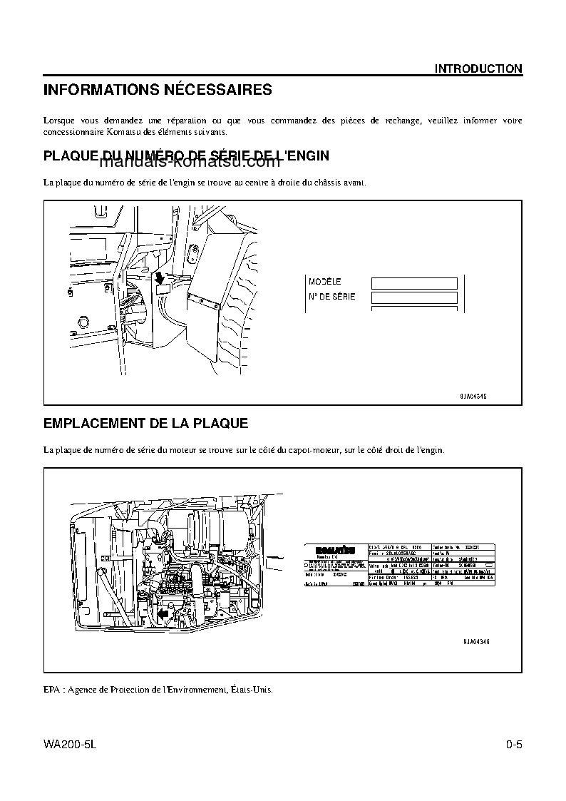 Protected: WA200-5(USA)-L S/N A82001-UP Operation manual (French)