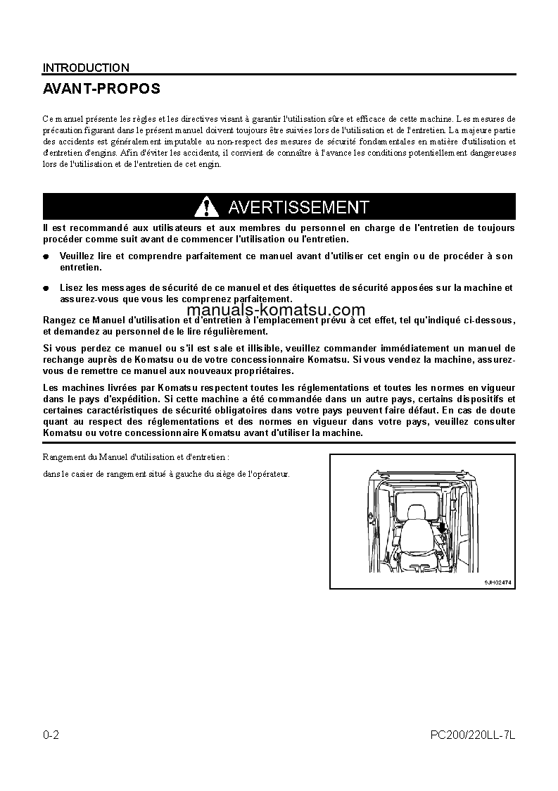 Protected: PC220LL-7(USA)-L S/N A86001-UP Operation manual (French)